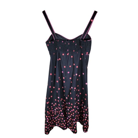 DressBarn Size 6 Black Pink‎ Polka Dot Fit and Flare Slip Dress Pinup Rockabilly - Picture 2 of 5
